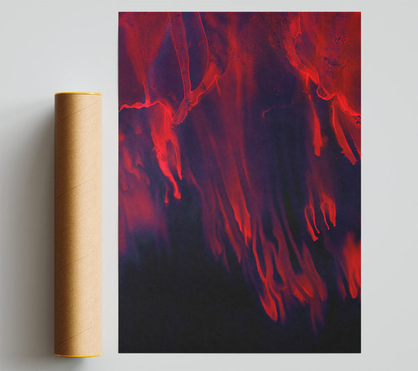 Crimson Ink Drips Poster