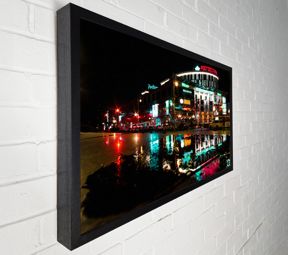  A Canvas Print of Neon City Reflection Canvas Print