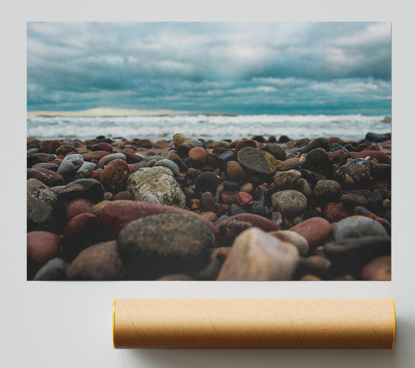 Gray Sky Pebbles Poster