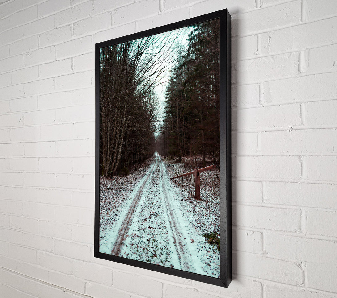  A Canvas Print of White Snow Forest Path Canvas Wall Art