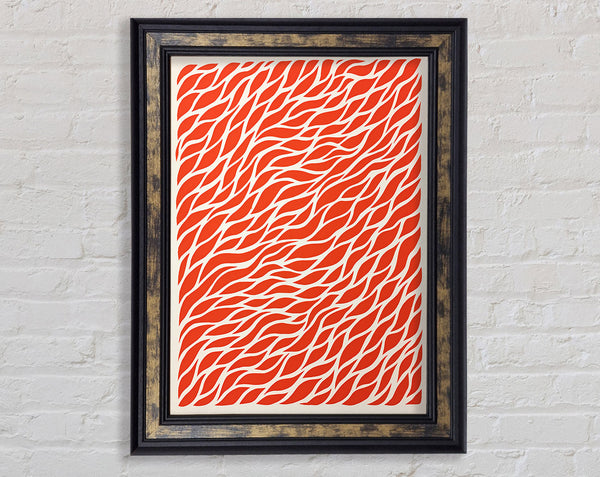 Lino Red Waves Framed Print