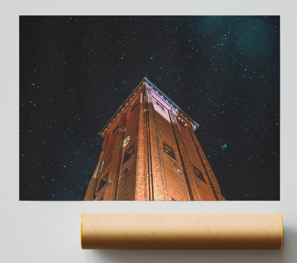 Brick Tower Under Stars Giclee Print