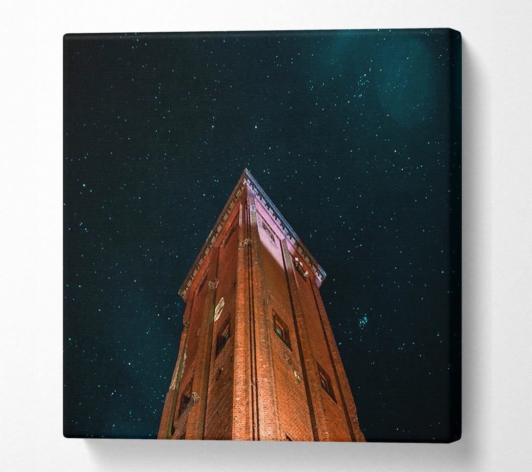  A Canvas Print of Brick Tower Under Stars Canvas Art