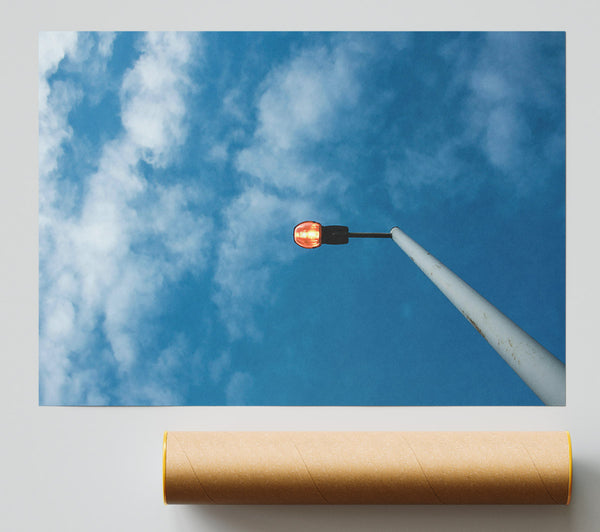 Blue Sky Lamppost Glow Giclee Print