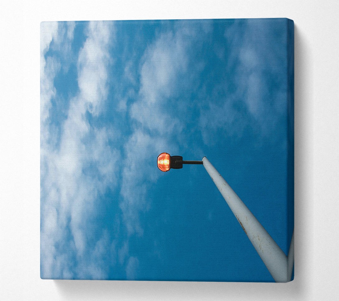  A Canvas Print of Blue Sky Lamppost Glow Canvas Wall Art