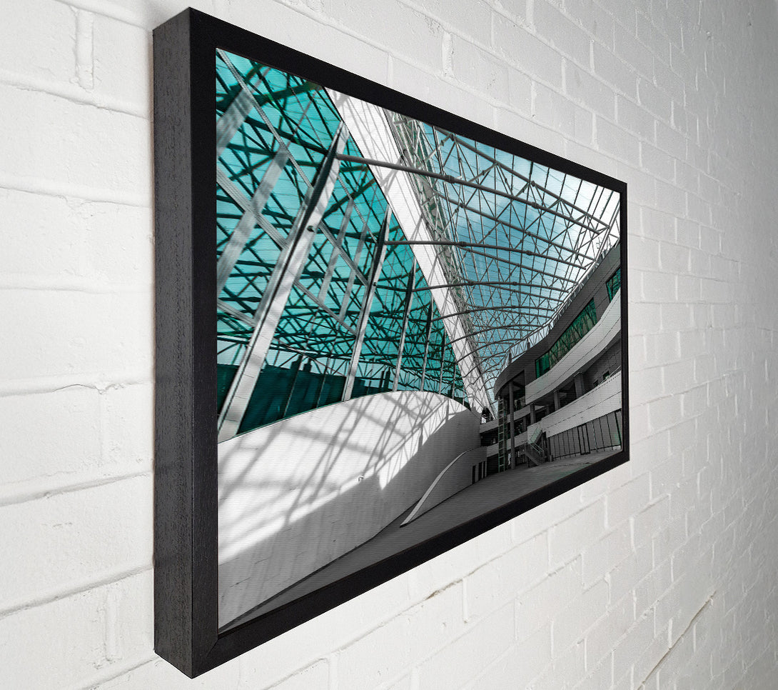  A Canvas Print of Teal Glass Structure Canvas Wall Art