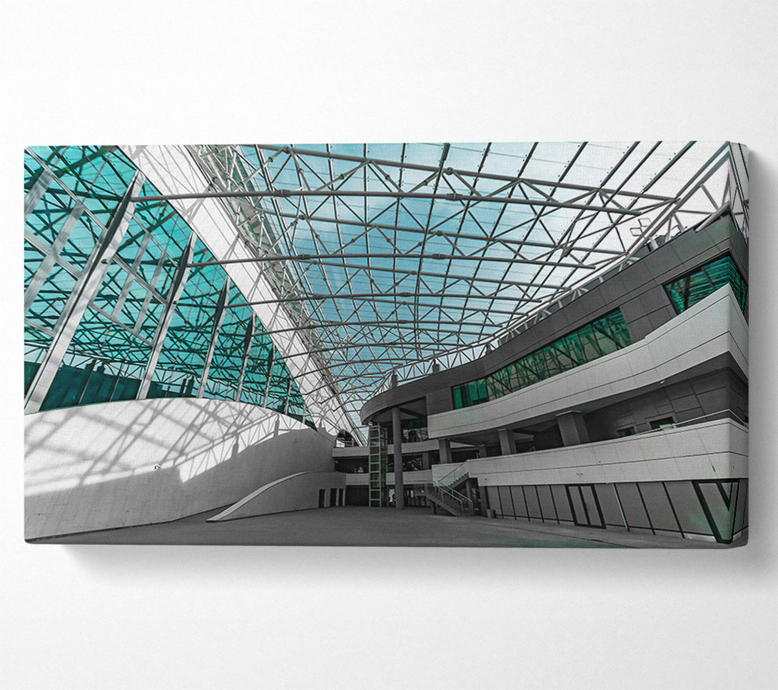  A Canvas Print of Teal Glass Structure Canvas Wall Art