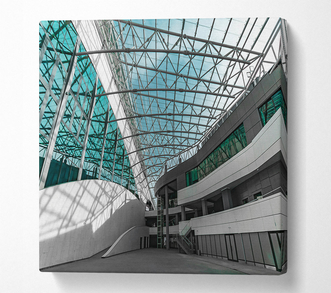  A Canvas Print of Teal Glass Structure Canvas Wall Art