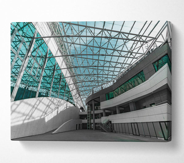  A Canvas Print of Teal Glass Structure Canvas Wall Art
