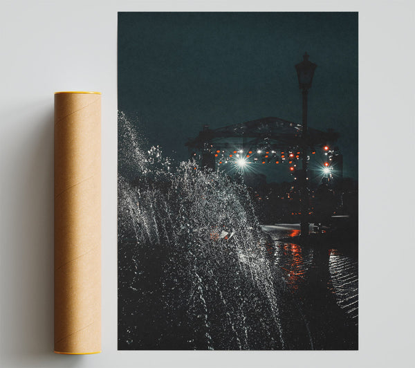 Orange Night Fountain Print