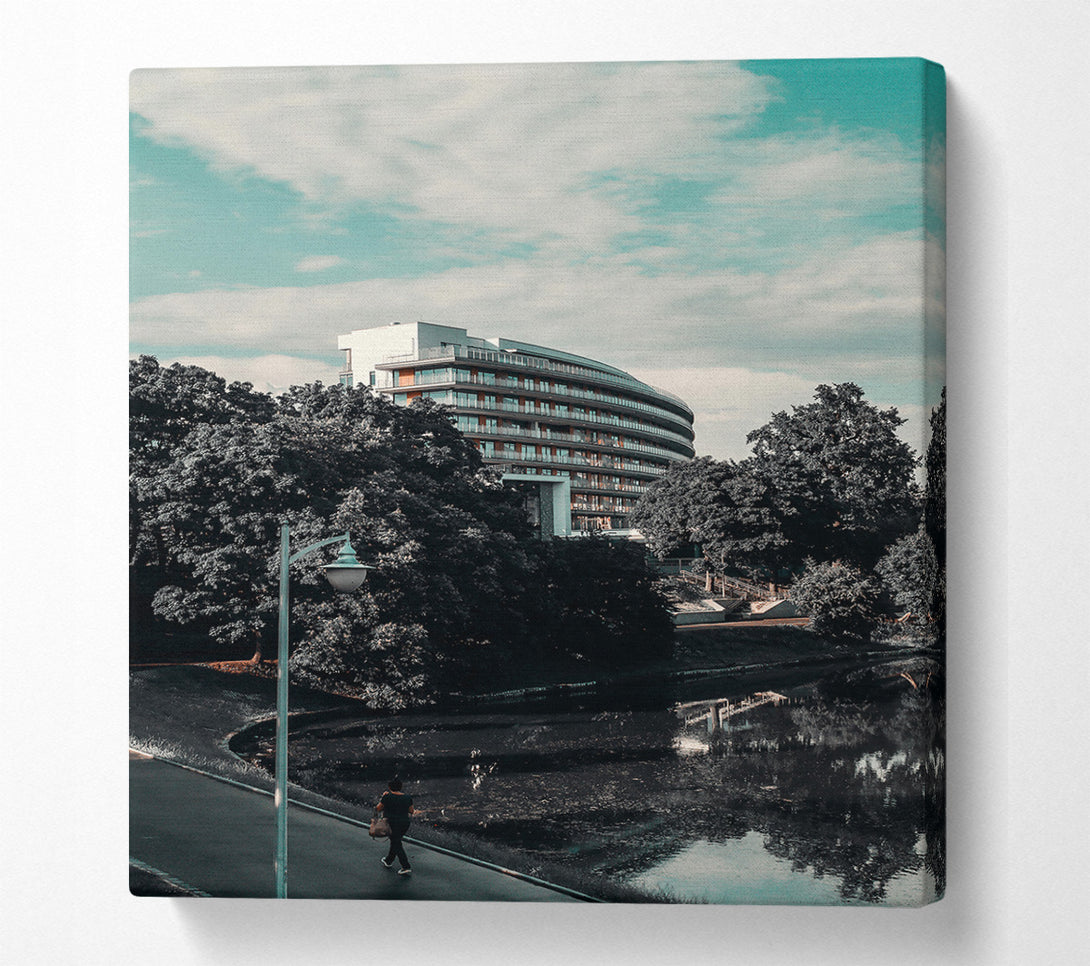  A Canvas Print of Teal Reflections By The Pond Canvas Print