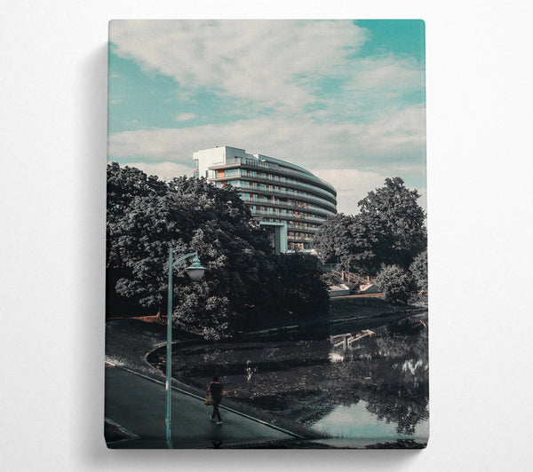  A Canvas Print of Teal Reflections By The Pond Canvas Print