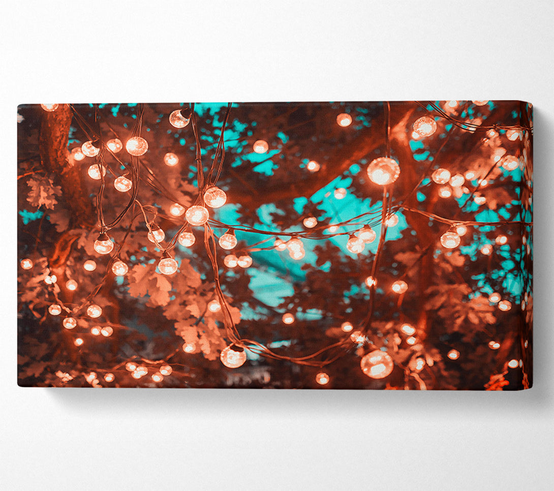  A Canvas Print of Golden Lights Under Teal Sky Canvas Print