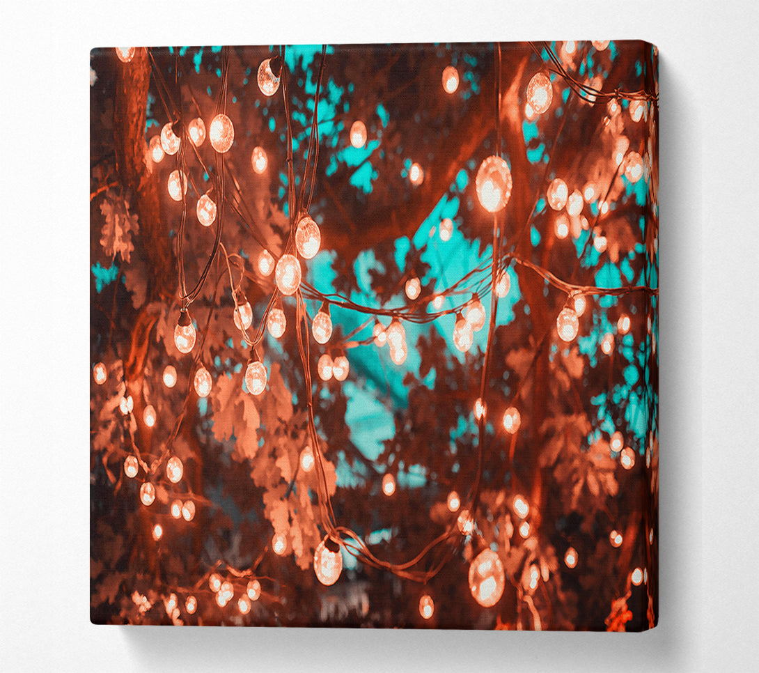  A Canvas Print of Golden Lights Under Teal Sky Canvas Print