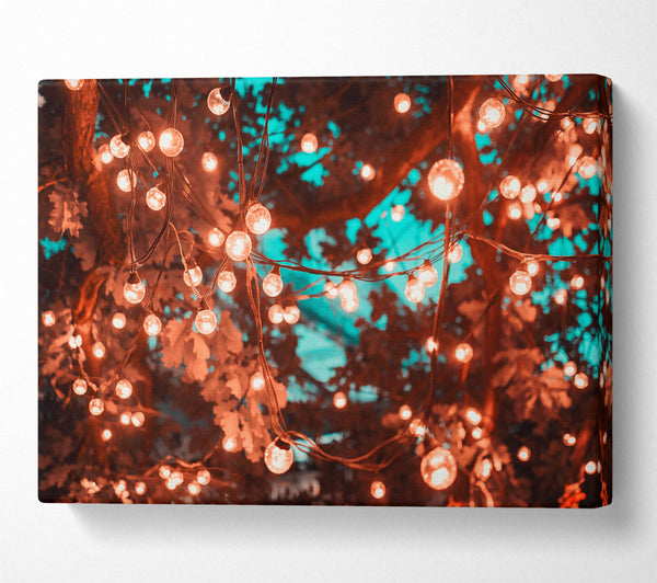  A Canvas Print of Golden Lights Under Teal Sky Canvas Print