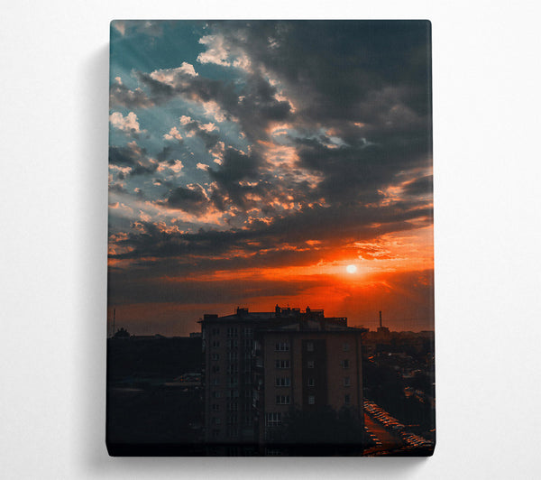  A Canvas Print of Orange Sky Silhouette Canvas Wall Art