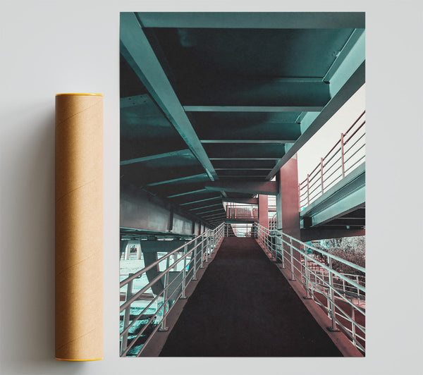 Teal Steel Passageway Giclee Print