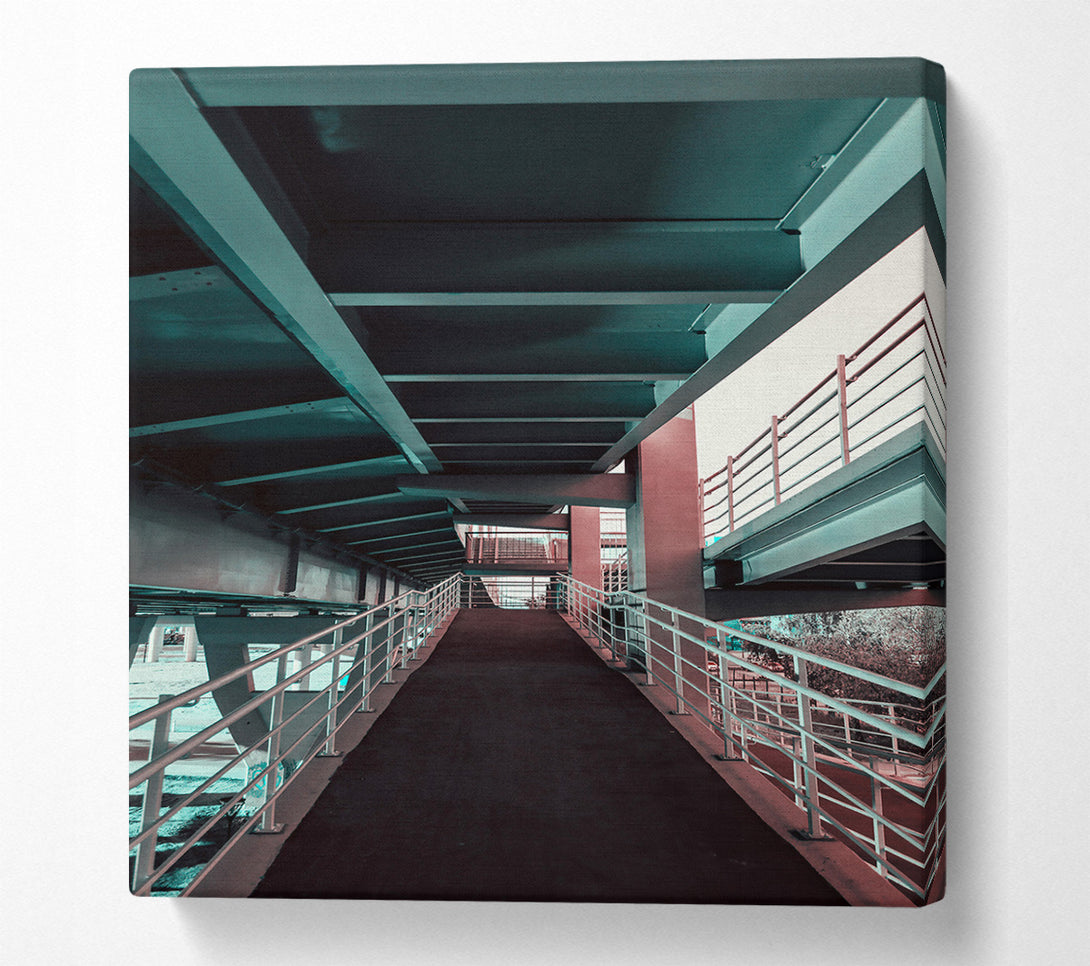  A Canvas Print of Teal Steel Passageway Canvas Art