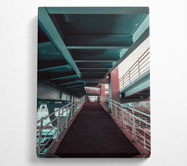  A Canvas Print of Teal Steel Passageway Canvas Art