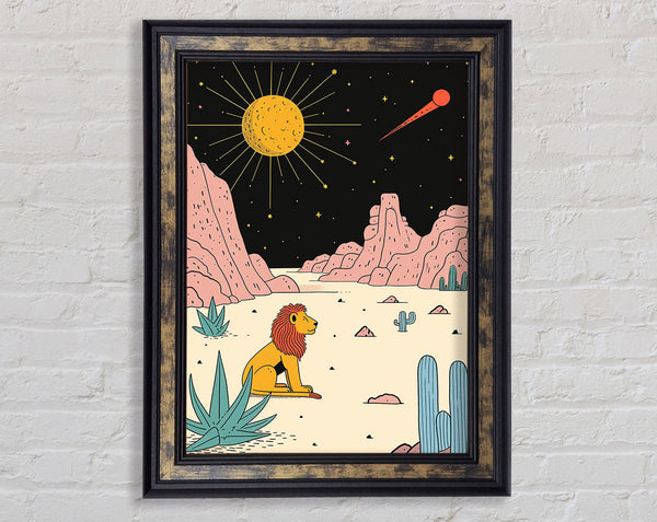 Lion In Space Framed Print