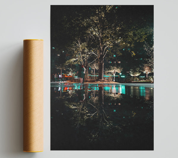 Teal Night Reflection Giclee Print