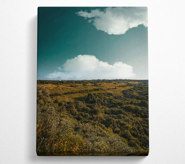  A Canvas Print of Teal Clouds Over Hills Canvas Wall Art
