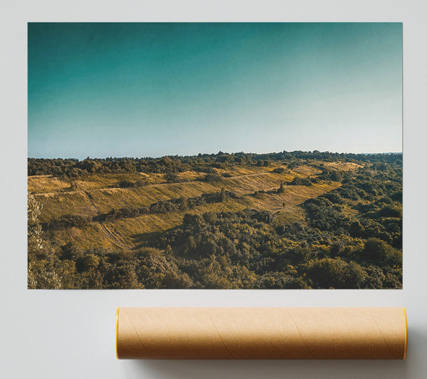 Teal Hillscape Giclee Print
