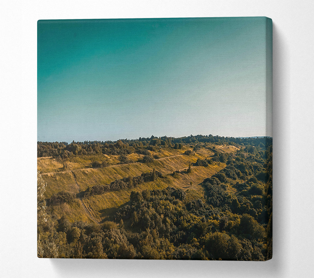  A Canvas Print of Teal Hillscape Canvas Art