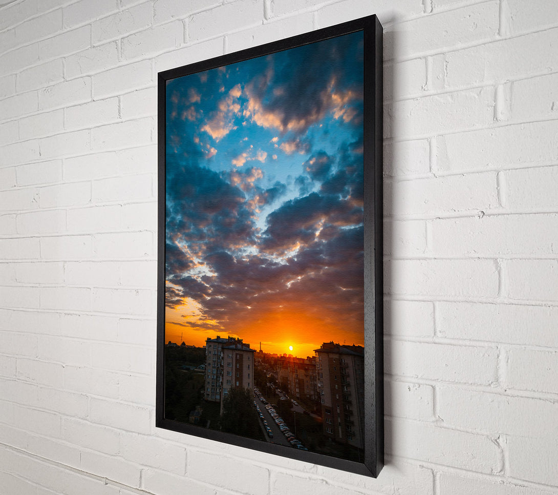  A Canvas Print of Orange Sunset Cityscape Canvas Art
