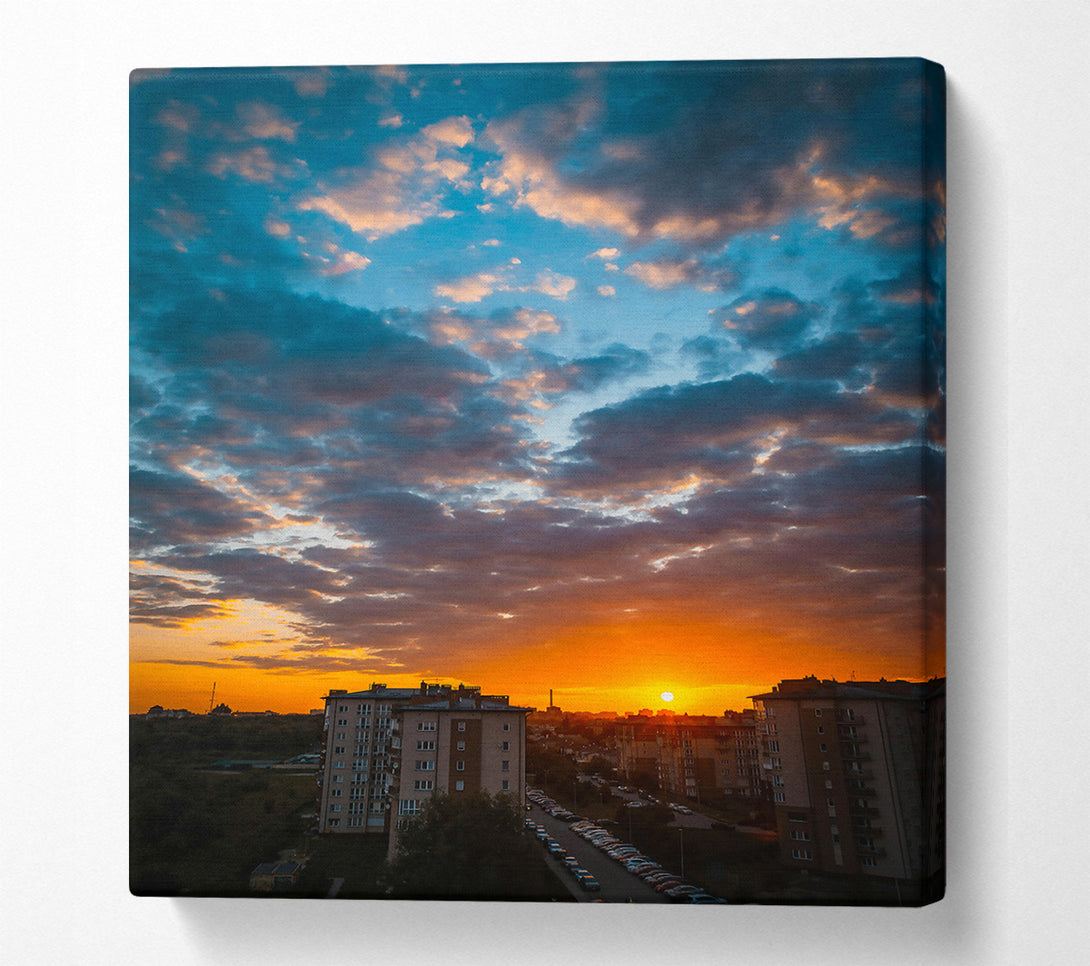  A Canvas Print of Orange Sunset Cityscape Canvas Art