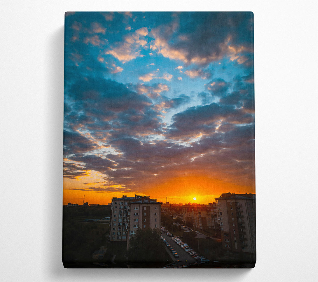 A Canvas Print of Orange Sunset Cityscape Canvas Art
