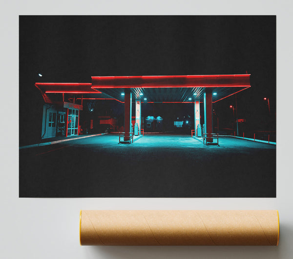 Red Neon Station Print