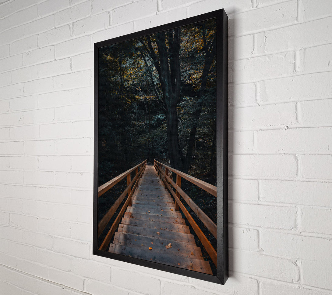 A Canvas Print of Brown Steps Through Woods Canvas Wall Art