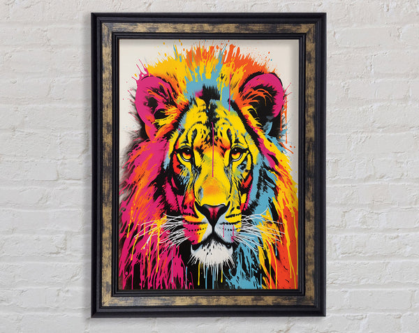 Lion Rainbow Framed Print