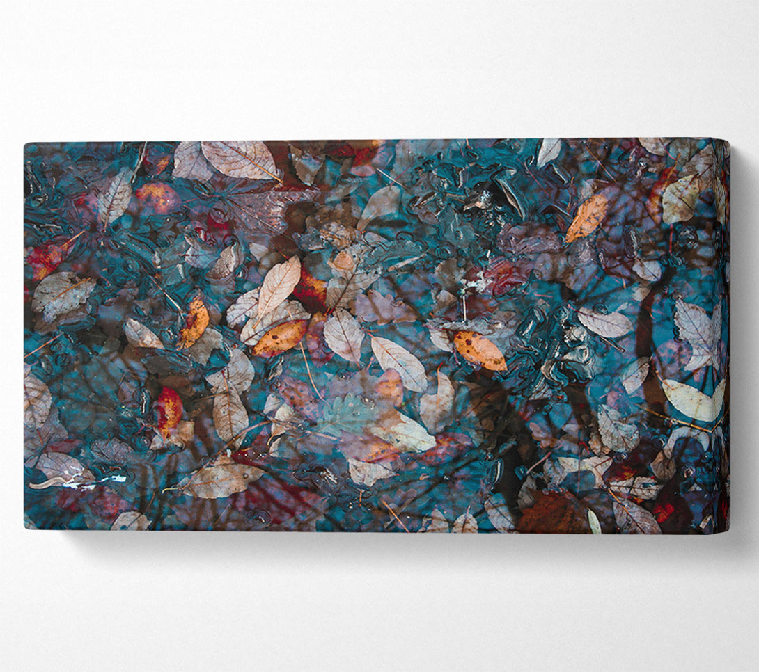  A Canvas Print of Teal Autumn Leaves Canvas Art