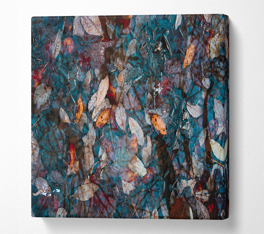  A Canvas Print of Teal Autumn Leaves Canvas Art