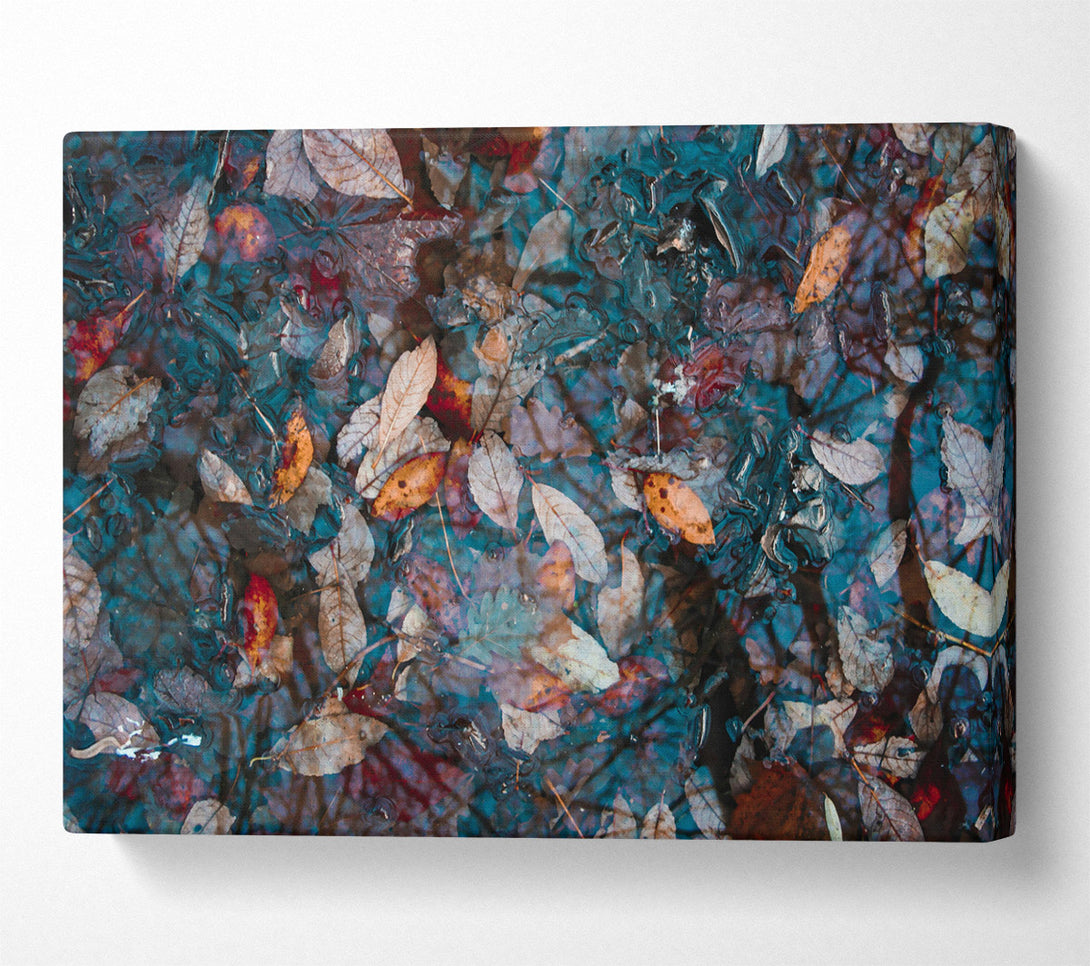  A Canvas Print of Teal Autumn Leaves Canvas Art