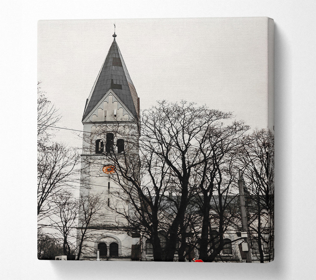  A Canvas Print of White Church In Shadow Canvas Art