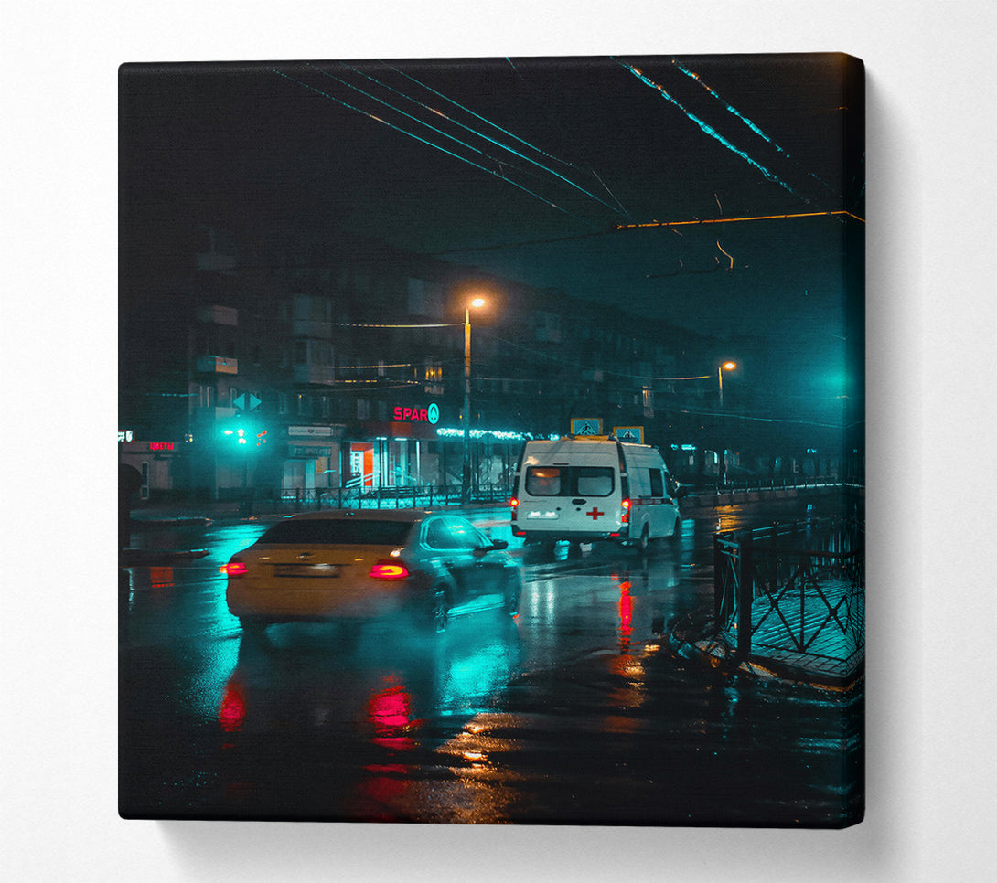  A Canvas Print of Aqua City Lights Canvas Print