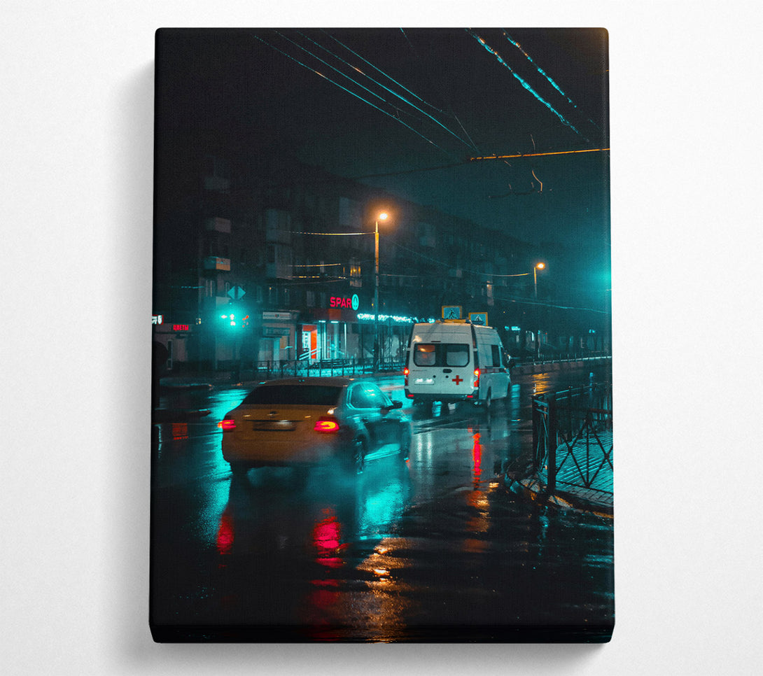  A Canvas Print of Aqua City Lights Canvas Print