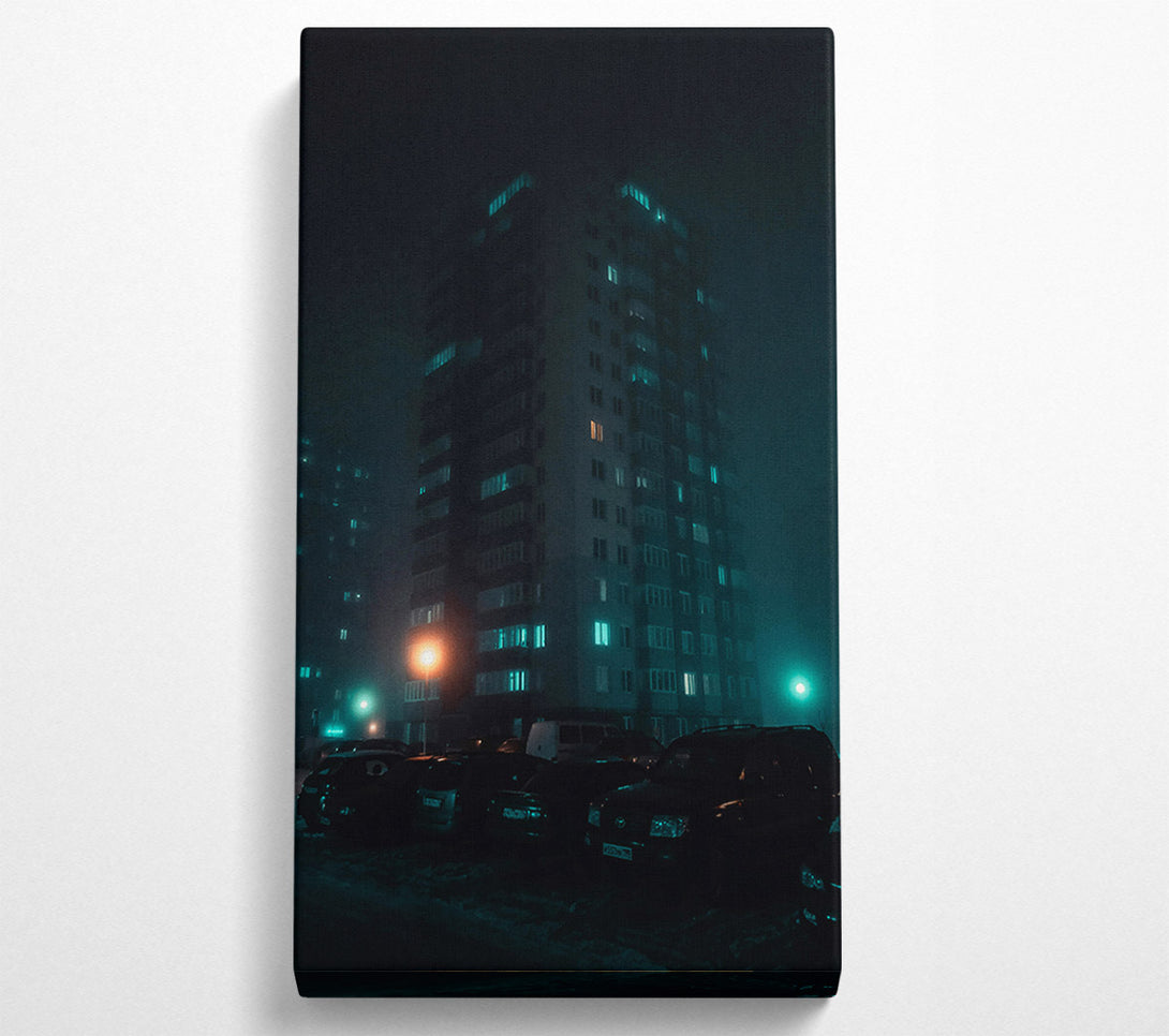  A Canvas Print of Teal Cityscape Fog Canvas Wall Art