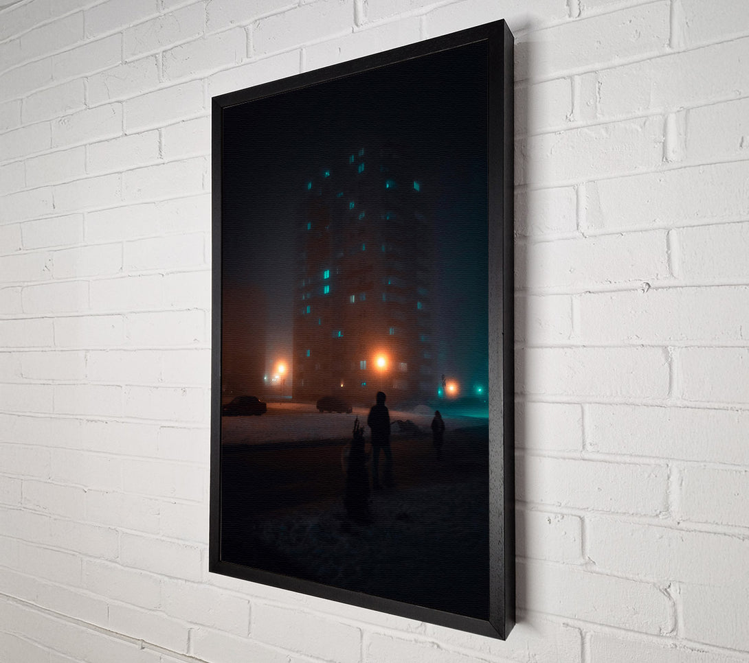  A Canvas Print of Teal Foggy Cityscape Canvas Wall Art