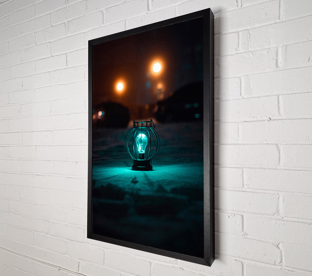  A Canvas Print of Teal Light In Cage Canvas Print