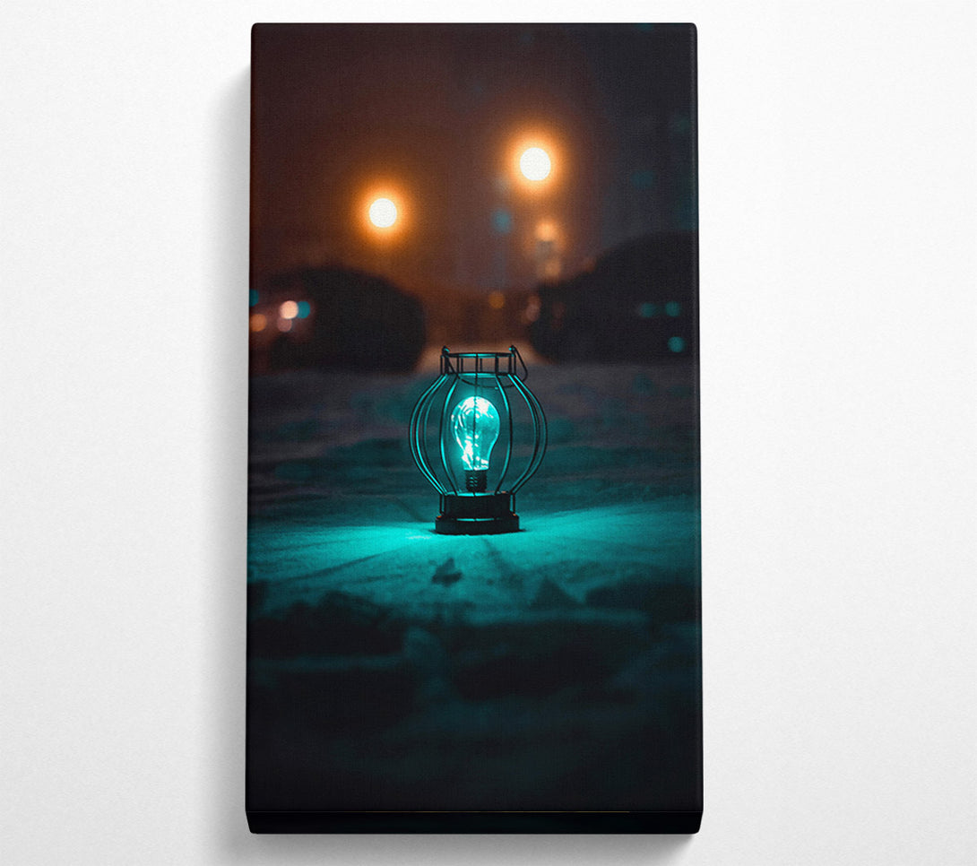  A Canvas Print of Teal Light In Cage Canvas Print