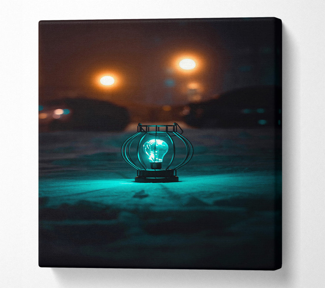  A Canvas Print of Teal Light In Cage Canvas Print