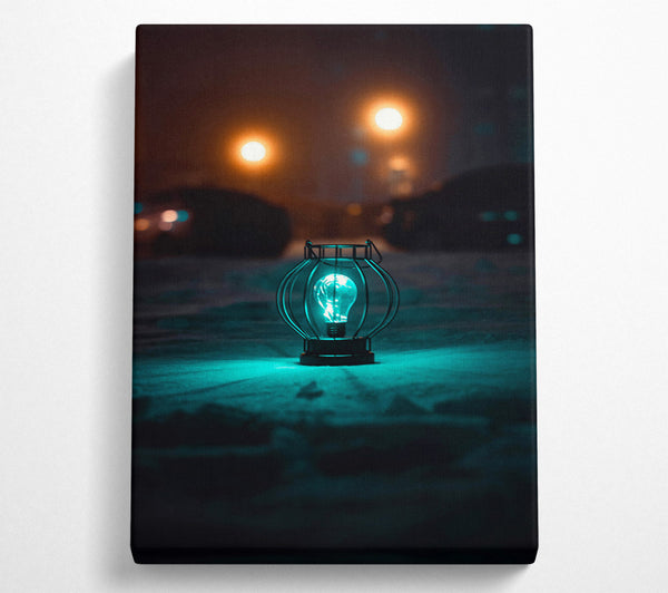  A Canvas Print of Teal Light In Cage Canvas Print