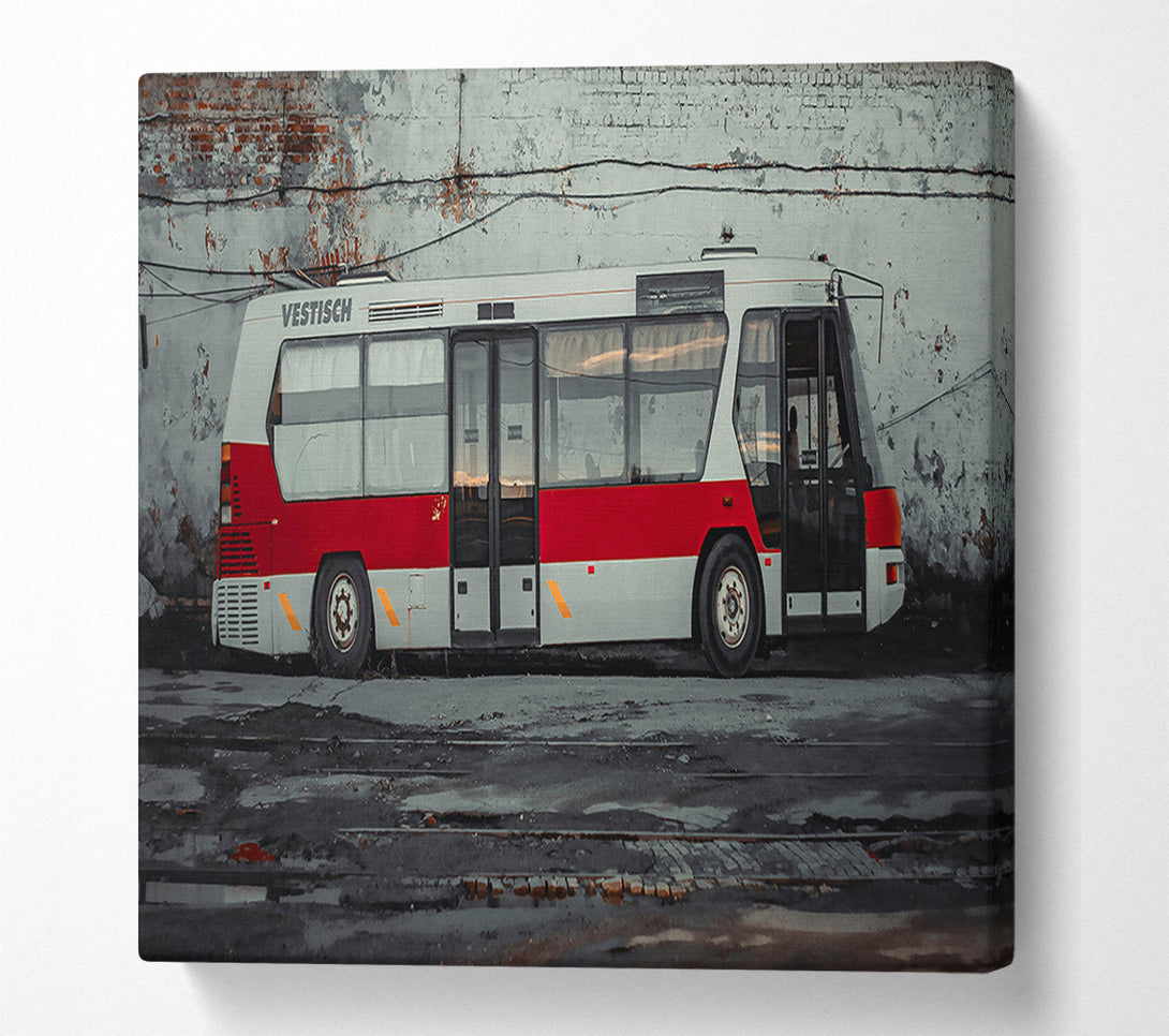  A Canvas Print of Red Bus On Tracks Canvas Wall Art