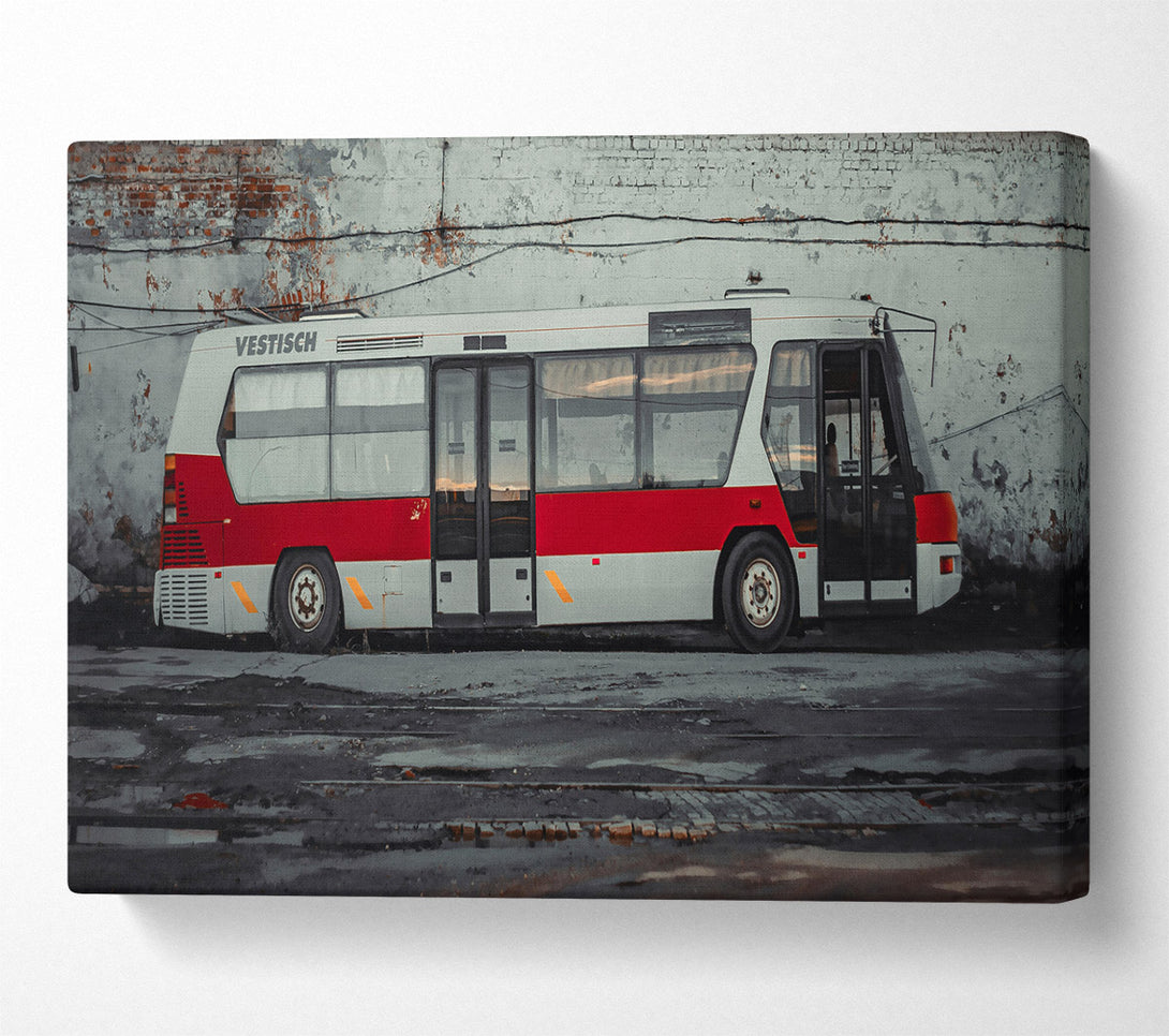  A Canvas Print of Red Bus On Tracks Canvas Wall Art