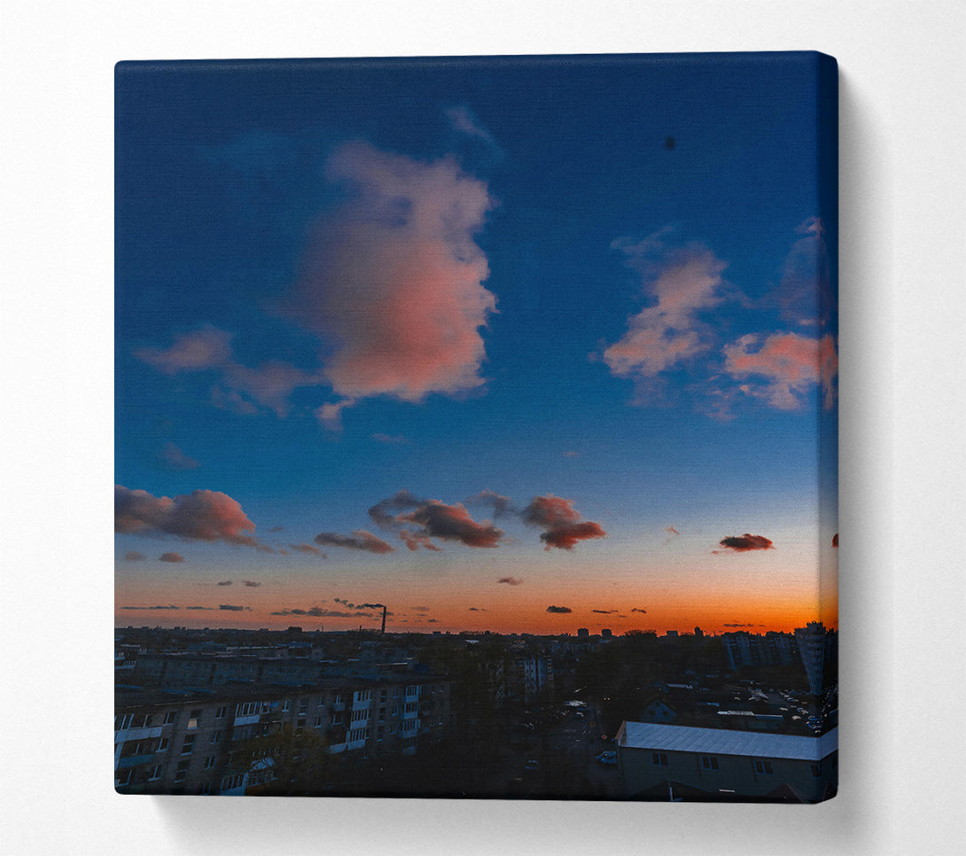  A Canvas Print of Pink Clouds Over City Canvas Print