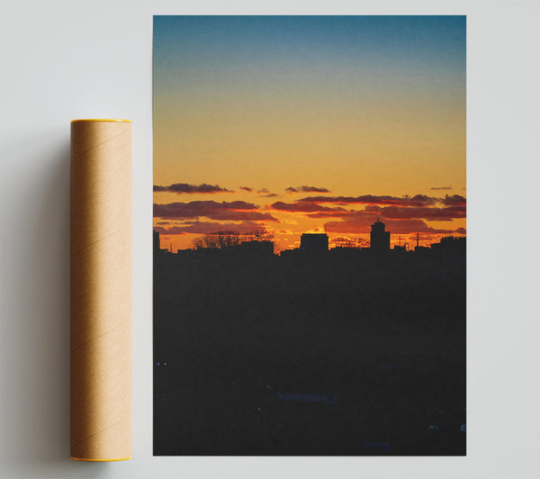 Orange Sky Skyline Giclee Print